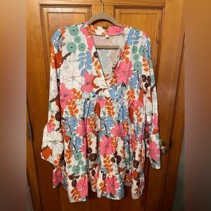 SHEIN Floral Print Midi Dress - Multicolor